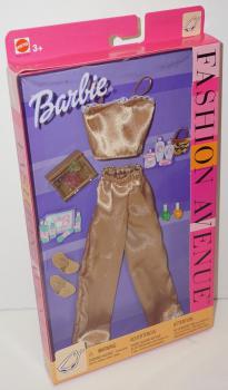 Mattel - Barbie - Fashion Avenue - Gold Silky PJ Long Pants with Top - Outfit
